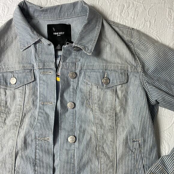NWT Nine West Stripe Denim Jacket Size Medium - Picture 3 of 6